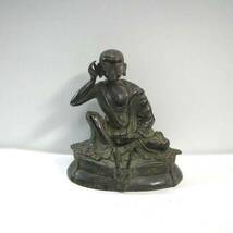P726 中国美術 銅製 人物刻座像 置物 検:銅器 仏教美術 中国 古玩 唐物_画像1