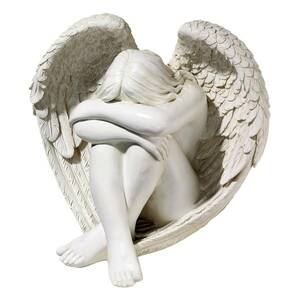 うずくまるヌード天使 彫刻オブジェ エンジェル像高級屋外置物 