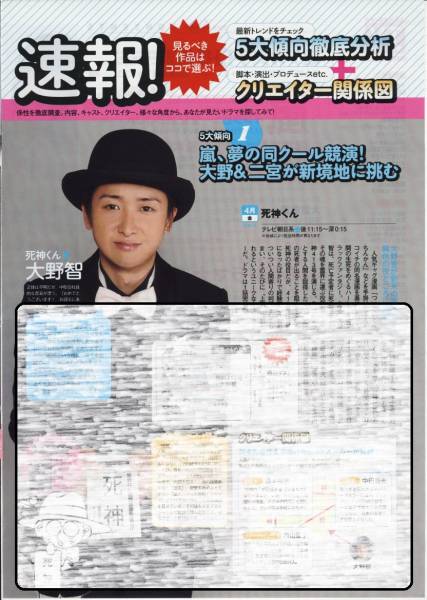 〇月刊TVガイド 2014.4号 切り抜き 嵐 大野智 死神くん