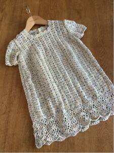 * hand-knitted *110cm~120. tunic dress! mama ..... One-piece hand made piling . tunic 