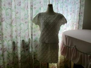  hand-knitted * lacework * tops & skirt set * hand made 