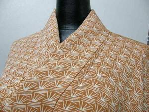 Y13 正絹 お誂え 仕付け糸付き 素敵な織り柄縮緬 小紋 着丈１６２ 即決：アンティーク リメイク・パッチワーク