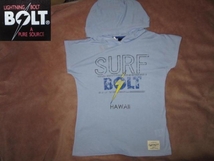 レア！新品！ LightningBolt ライトニングボルト パーカー薄手Tシャツ 水色 M フード サーファー サーフ SURF サーフィン bolt_画像1