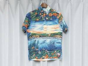 ◆ Супер редкий дождь Пунер × Роберт Риннелсон Батпетка вниз по хлопковой рубашке Aloha Роберт Лин Нельсонрейн Спунер 90S Y2K Используемая одежда