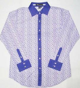 AC34)VICTORIOUSペイズリー柄デザインシャツ長袖　紫正規/2XL