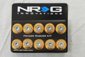 NRG フェンダーワッシャー ナンバーボルト 金 M6x1.0 USDM/JDM ナッター付き 複数落札OK 正規輸入品 即納 FW100RG 