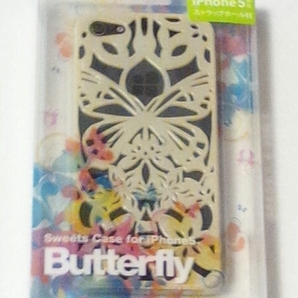 ◆送料無料◆iPhone5★パールホワイト レース調ハードカバー バタフライ★森羅★SweetsCase★SC1-12BT-WH<ストラップホール付>