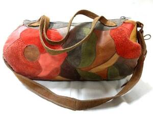  Vintage CHAR tea - rare 70S leather multicolor patchwork design shoulder handbag rare East waist eiji leather 