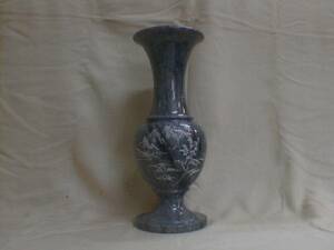 黒 灰色 鉱物　山水　彫り絵　33x12.5cm　3.2kg　石彫刻飾り花瓶