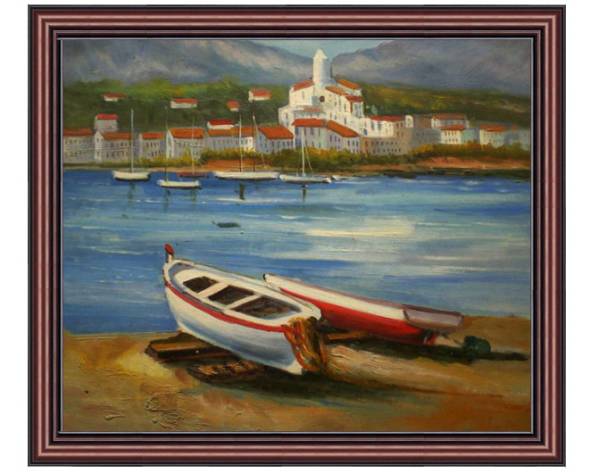 Pintura al óleo de paisaje Barco No. F12 (50x60cm), cuadro, pintura al óleo, Naturaleza, Pintura de paisaje