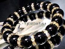 黒瑪瑙オニキス＆金色波型ロンデル 数珠 10ミリ天然石 S~Lサイズ　送料無料　匿名発送_画像2