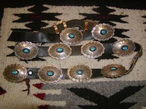 * American departure![Navajo] Vintage! silver made silver Navajo group Conti . belt! turquoise Native American n