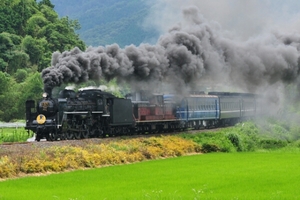 鉄道 デジ 写真 画像 SLやまぐち号 C57 DD51 重連 青12系連結 5