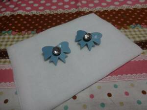 cache*cache ribbon barrette 2 piece set ( blue * silver )