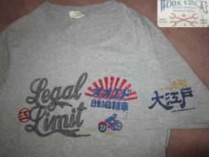 超レア！激安即決 WORK STOCK'S 大江戸モーターサイクル Tシャツ 灰 L