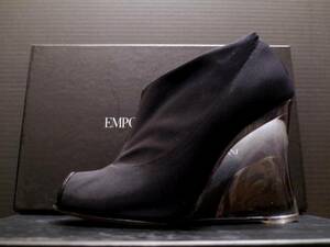  new same *EMPORIOARMANI Armani stretch . clear sole bootie boots black * original . clear sole . unique mode feeling opening fully. model!