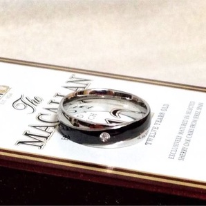 【アレルギーOK】送料無料◇6mmブラックラインリングw/1Pダイヤ◇15号◇サージカルステンレス製◇プレゼント◇ペアリング◇ギフトに