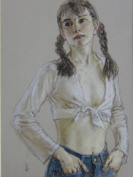 Shogo Takatsuka, Beautiful woman painting, From rare art collection works, B5 with new frame mat, painting, oil painting, portrait