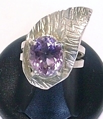 ★Handmade, one-of-a-kind item★Rare! Unique silver ring with large amethyst, ring, Colored Stones, amethyst
