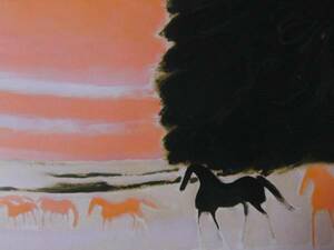 Art hand Auction 巴西利亚, 马在暮色中行走, 极为罕见的装框画, 全新带框, 绘画, 油画, 动物画