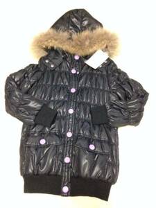  новый товар с биркой JENNI натуральный мех с хлопком джемпер пальто 130 чёрный earth .