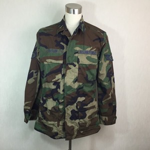 B074▼US.AIR FORCE◆WOODLANDカモフラ迷彩ジャケット◆M-LONG