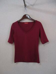 NICECLAUP bordeaux V neck short sleeves cut and sewn (USED)11616②