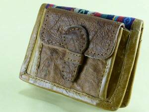 * water cow leather & cotton 2. folding purse change purse . attaching *ne pearl made ③