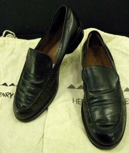  Henry Beguelin black leather 37h Loafer made in Italy 