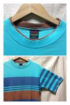 CrossCreek WネックマルチボーダーTシャツ 80's 美品 MADEinUSA_画像3