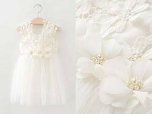  Kids детская одежда One-piece / белый / гонки * день рождения фотосъемка свадьба вечернее платье 120cm