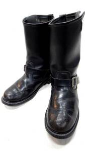  Vintage black leather engineer boots meido in USA size 9 rare tu steel none nylon Logo sole rare black Biker 