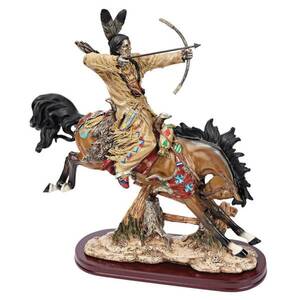 馬に乗り弓を射るインディアン インテリア彫刻置物騎馬飾り像雑貨フィギュア狩猟オブジェアクセント小物装飾品調度品ネイティブアメリカン