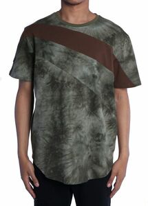 AR7)HUDSON NYC OUTERWEAR TIE DYE PANEL Tシャツ半袖グリーン/3XL大きいサイズ