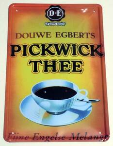 ★送料無料★【ブリキ看板】PICKWICK THEE★Coffee★コーヒー★喫茶店★サインボード★アメリカン雑貨★カフェ★パプ・バー／A-062