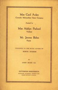 CECIL ARDEN セシル・アーデン　リサイタル・プログラム 1921年