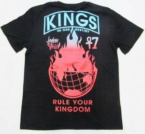 AQ52)LAST KINGSデザインTシャツ半袖　黒