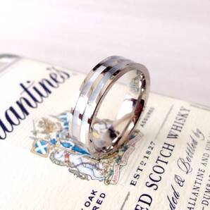 【彫金】送料無料◇アレルギーOK◇美麗◇ホワイトシェル×ステンレスリング◇19号◇プレゼント◇ペアリング◇ギフトに