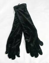 暖かいベルベットレディス手袋スーパーロング50cmフリーサイズ黒_画像2