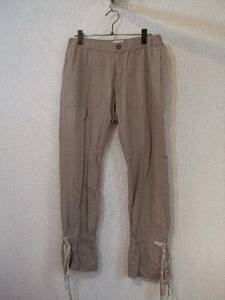 JEANASISベージュ裾リボン付パンツ（USED)80714②