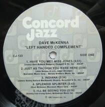 ◆ DAVE McKENNA / Left Handed Complement ◆ Concord Jazz CJ-123 ◆_画像3