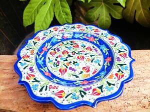 Art hand Auction 1 item [conditional free shipping] ☆New☆Turkish pottery ceramic hand-painted handmade plate M (18cm) ② Kyutafya pottery, Western tableware, plate, dish, bread plate