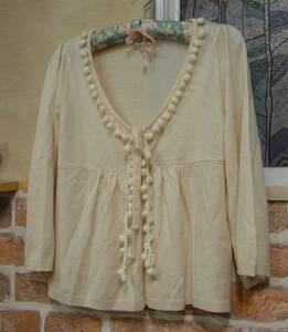  beautiful goods *Vert Dense Vert Dense / cardigan / ribbon / eggshell white /M