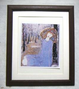 Art hand Auction ◆宮尾美明｢花が散る｣オフセット複製･木製額付･即決◆, 絵画, 油彩, 人物画