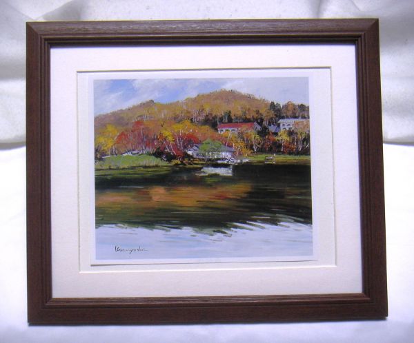 ◆Kazuyoshi Oshima Lake on the Plateau offset reproduction, wooden frame included, immediate purchase◆, painting, oil painting, Nature, Landscape painting