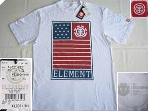 ★新品 ELEMENT エレメント Tシャツ XL 白 星条旗 アメリカ国旗 1992年にアメリカ東海岸のストリートから派生したスケートボードブランド★