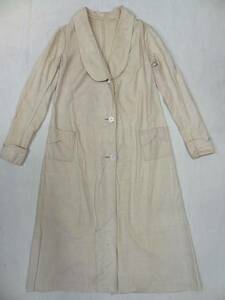  Vintage редкий 10S~30S редкость шаль цвет губчатая тыква воротник linen duster длинное пальто ракушка . кнопка белый неотбеленная ткань цвет бренд неизвестен 
