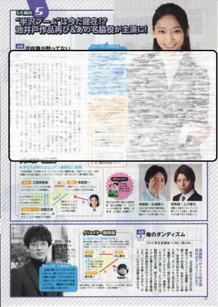 〇月刊TVガイド 2014.4号 切り抜き 杏 花咲舞が黙ってない