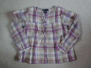 babyGap 110 soccer ground * pink check pattern long sleeve blouse 