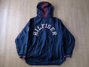 90's TOMMY HILFIGER back arch Logo nylon fleece hood jacket M Tommy Hilfiger Arch Logo Parker f-ti- blouson 